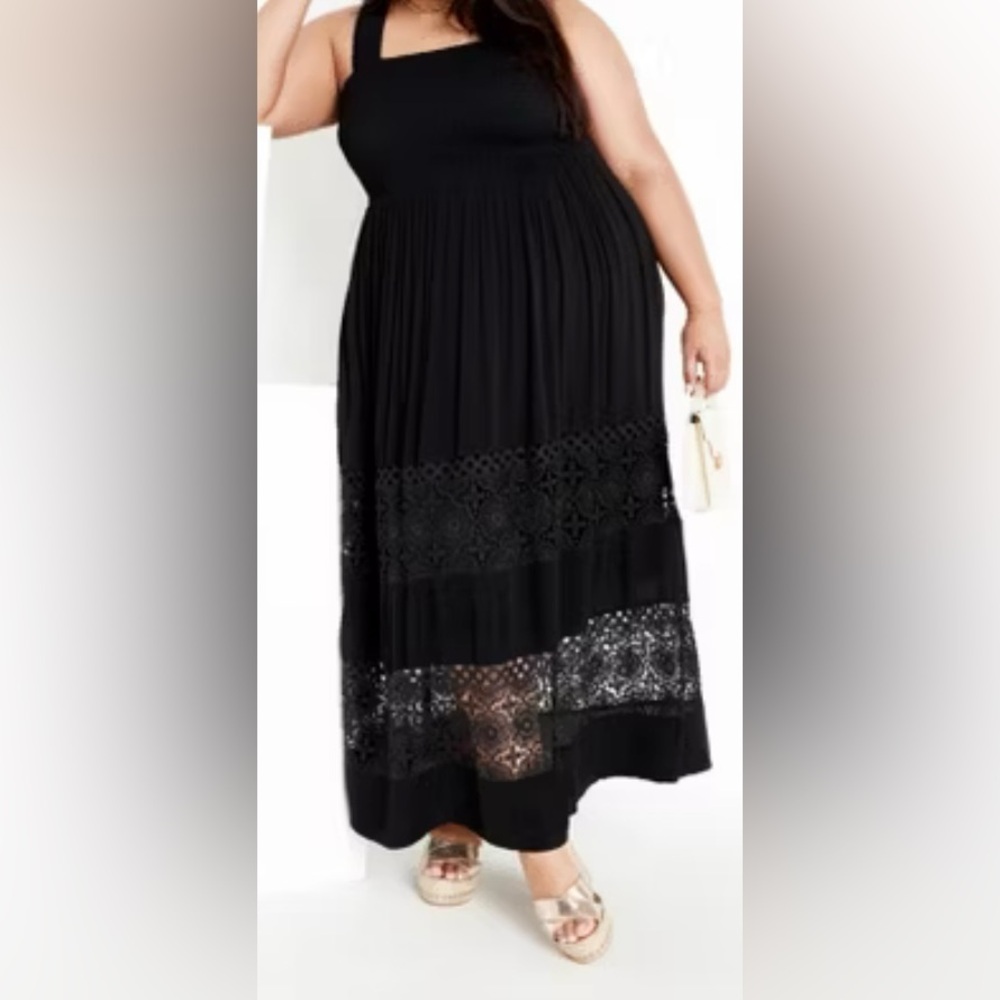 City Chic Black Lace Detail Maxi Dress